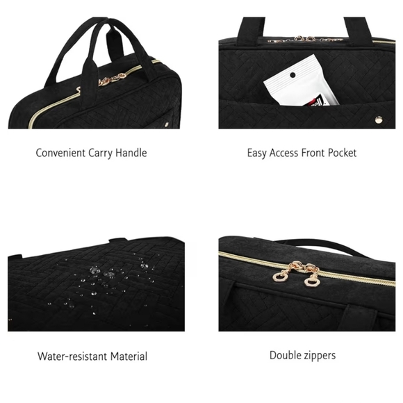 Bagsmart Black Quilted Cosmetic Toiletry Bag - Picture 2 of 7